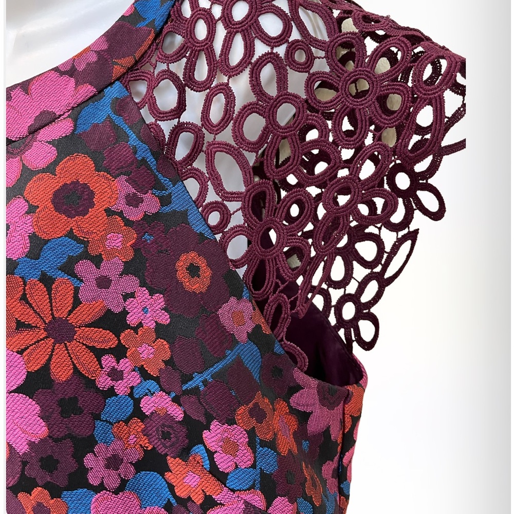 Trina Turk Davis Dress Burgundy Floral Print - Picture 5 of 12
